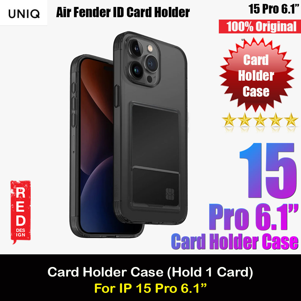 Uniq Air Fender ID Card Holder Protection Case for iPhone 15 Pro 6.1 (Smoke)