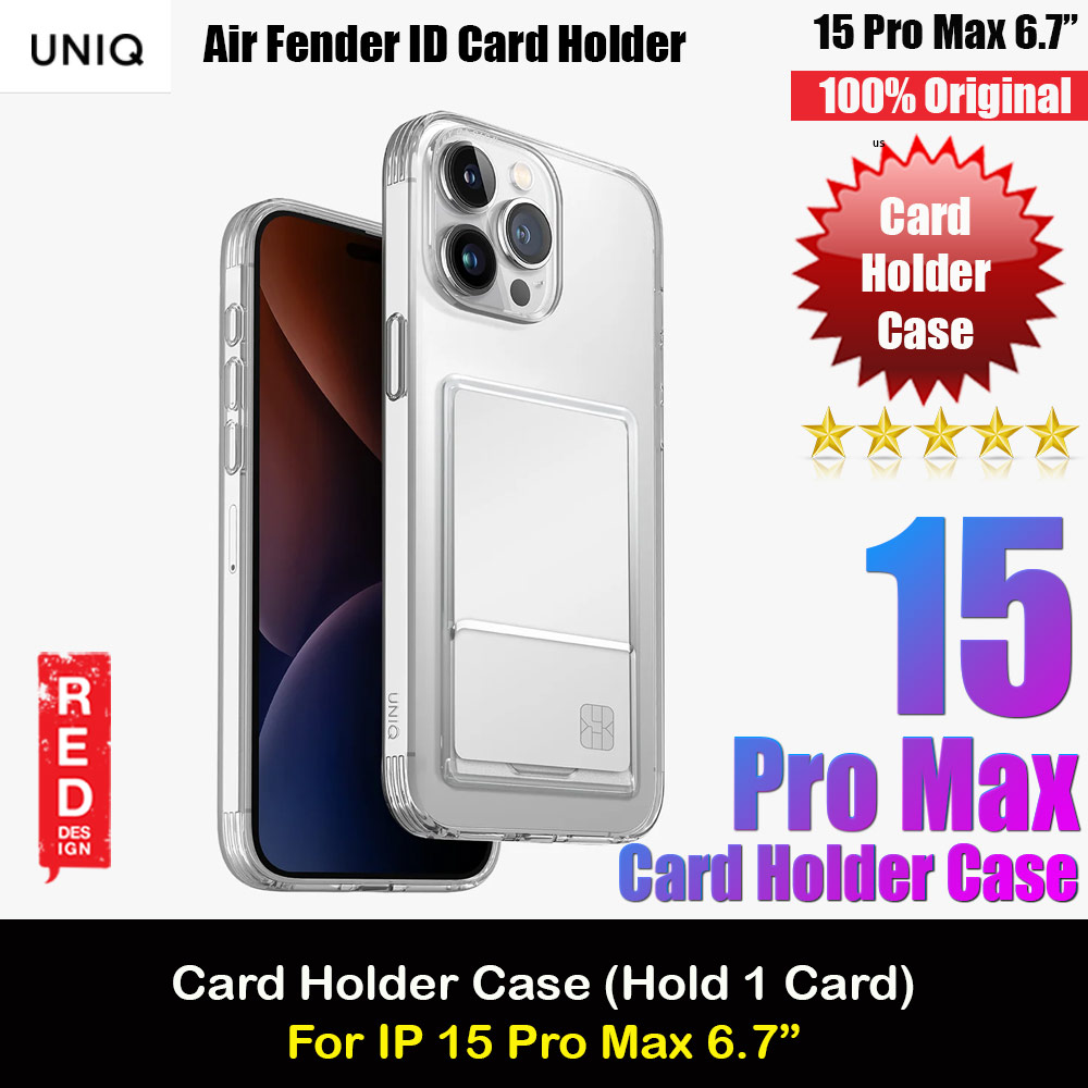 Uniq Air Fender ID Card Holder Protection Case for iPhone 15 Pro Max 6.7 (Clear)