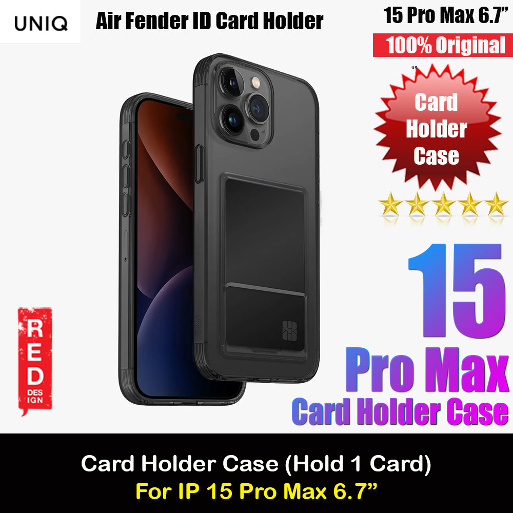 Uniq Air Fender ID Card Holder Protection Case for iPhone 15 Pro Max 6.7 (Smoke)
