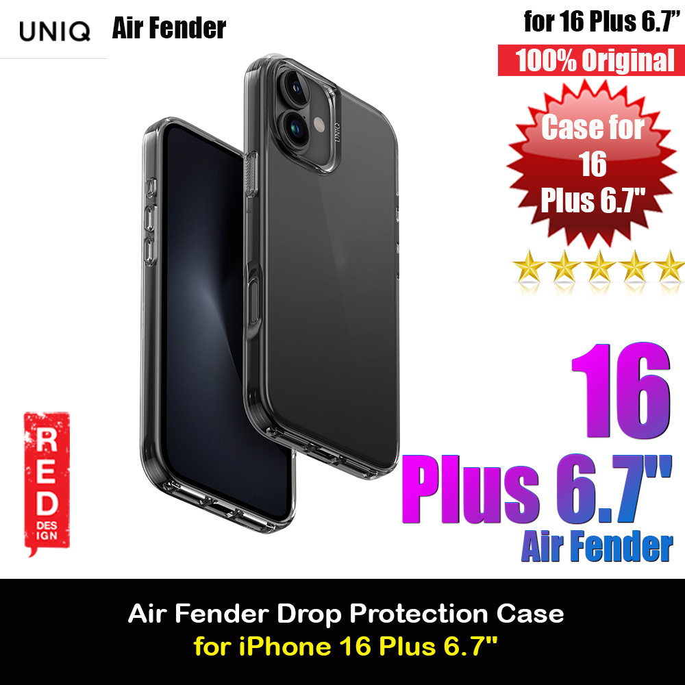Uniq Air Fender Slim Ultra Light Flex Soft Drop Protection Case for iPhone 16 Plus 6.7 (Grey Tinted)