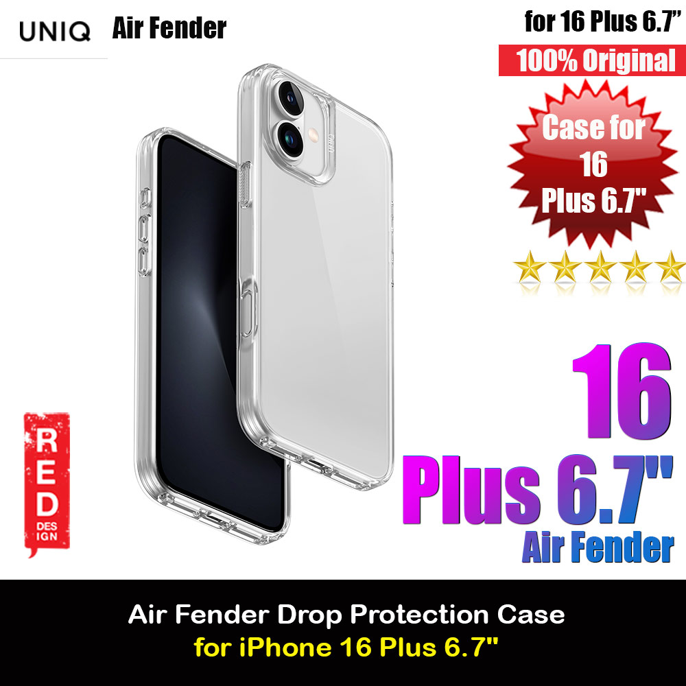 Uniq Air Fender Slim Ultra Light Flex Soft Drop Protection Case for iPhone 16 Plus 6.7 (Clear)