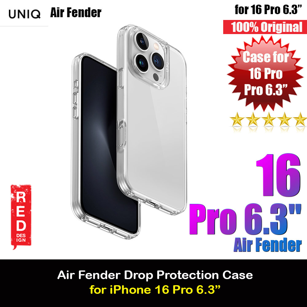 Uniq Air Fender Slim Ultra Light Flex Soft Drop Protection Case for iPhone 16 Pro 6.3 (Clear)