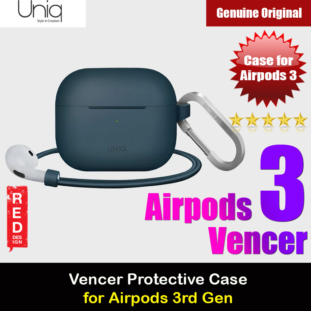 Uniq Vencer Airpods 3 High Quality Premium Silicone Case with Aluminium Carabiner for Airpods 3 Airpods 3rd Gen (Nautical Blue)