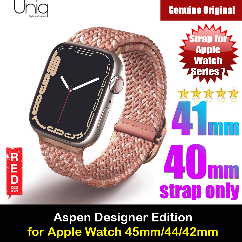 Uniq Aspen Woven Soft Breathable Comfort Strap for Apple Watch 41mm 40mm 38mm Series 1 2 3 4 5 6 7 SE Nike (Pink)