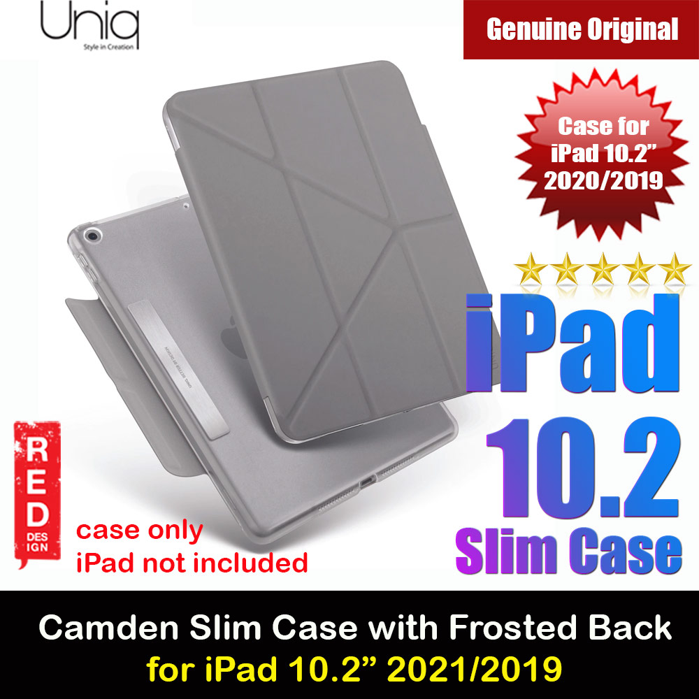 Uniq Camden Antimicrobial Ultra Slim and Lightweight Landscape Portrait Typing Flip Stand Case for Apple iPad 10.2 8th generation 2019  Apple iPad 10.2 9th generation 2021 (Grey)