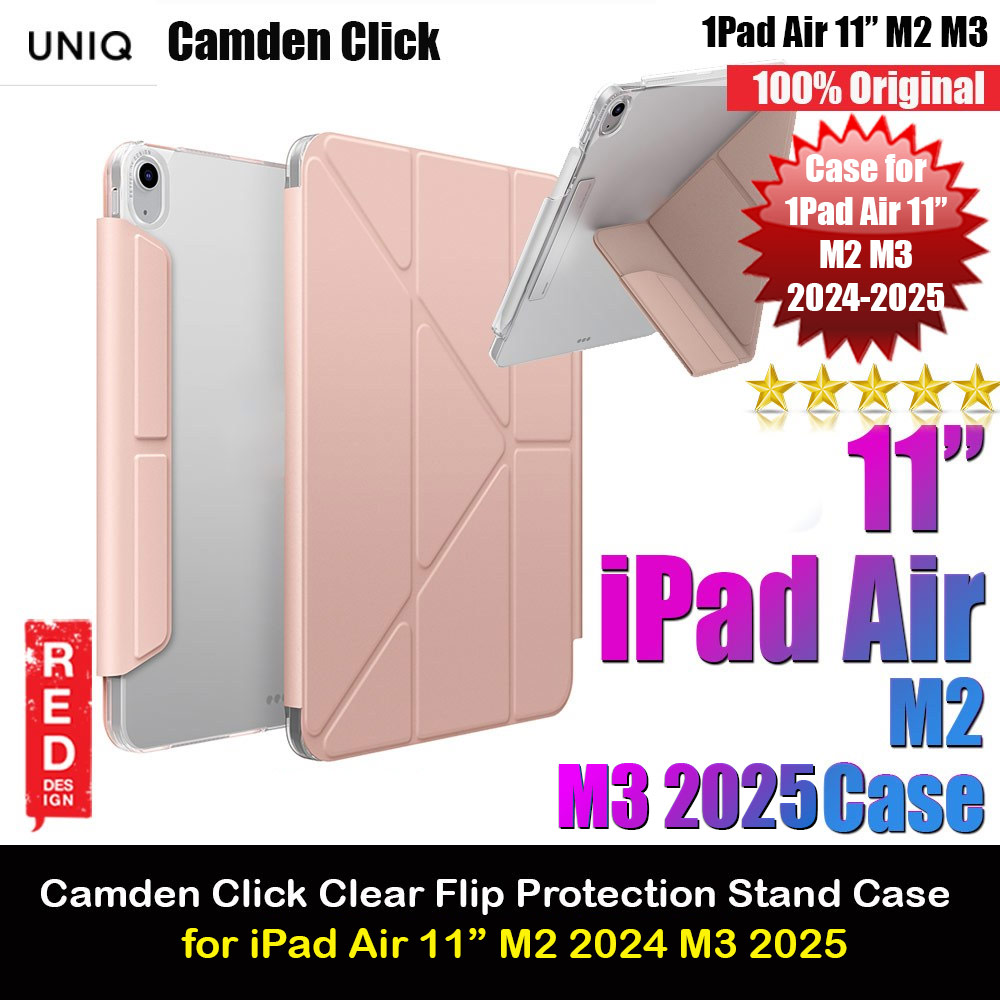 Uniq Camden Click Flip Cover Stand Case for iPad Air 11 M2 2024 M2 2025 (Pink)