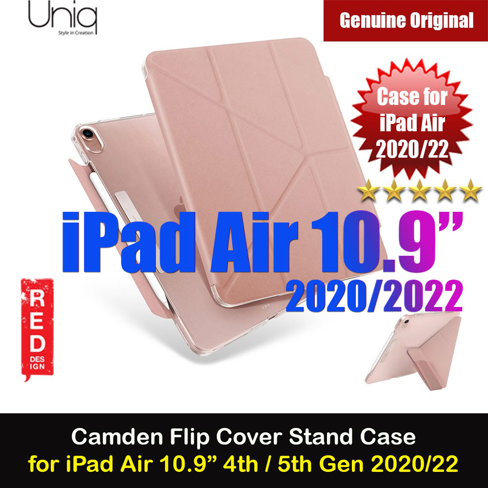 Uniq Camden Antimicrobial Ultra Slim and Lightweight Landscape Portrait Typing Flip Stand Case for Apple iPad Air 10.9 2020 iPad Air 4th generation 2020 iPad Air 5th Gen 2022(Pink)