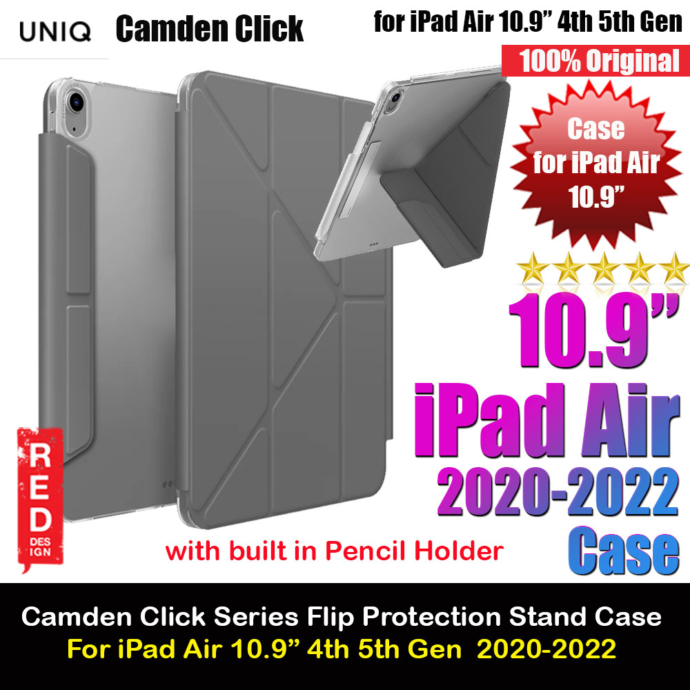 Uniq Camden Click Flip Cover Stand Case for iPad Air 10.9 4th Gen 5th Gen 2020 2022 iPad Air Gen 6th M2 2024 (Grey)