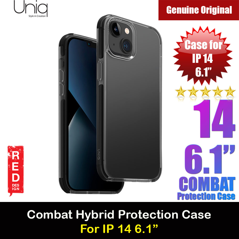 Uniq Combat Hybrid Ultra Tough Drop Protection Case for iPhone 14 6.1 (Carbon Black)