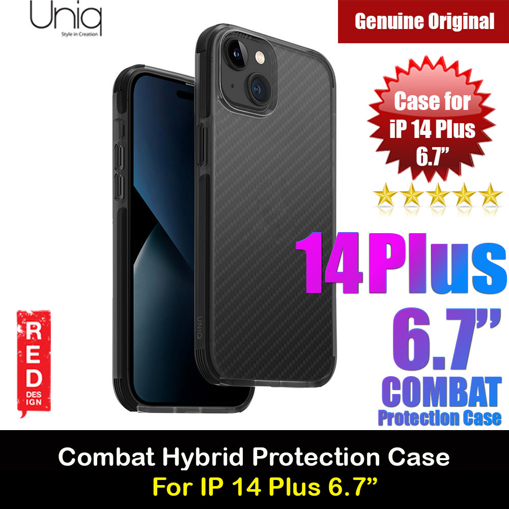 Uniq Combat Hybrid Ultra Tough Drop Protection Case for iPhone 14 Plus 6.7 (Aramid Smoke)