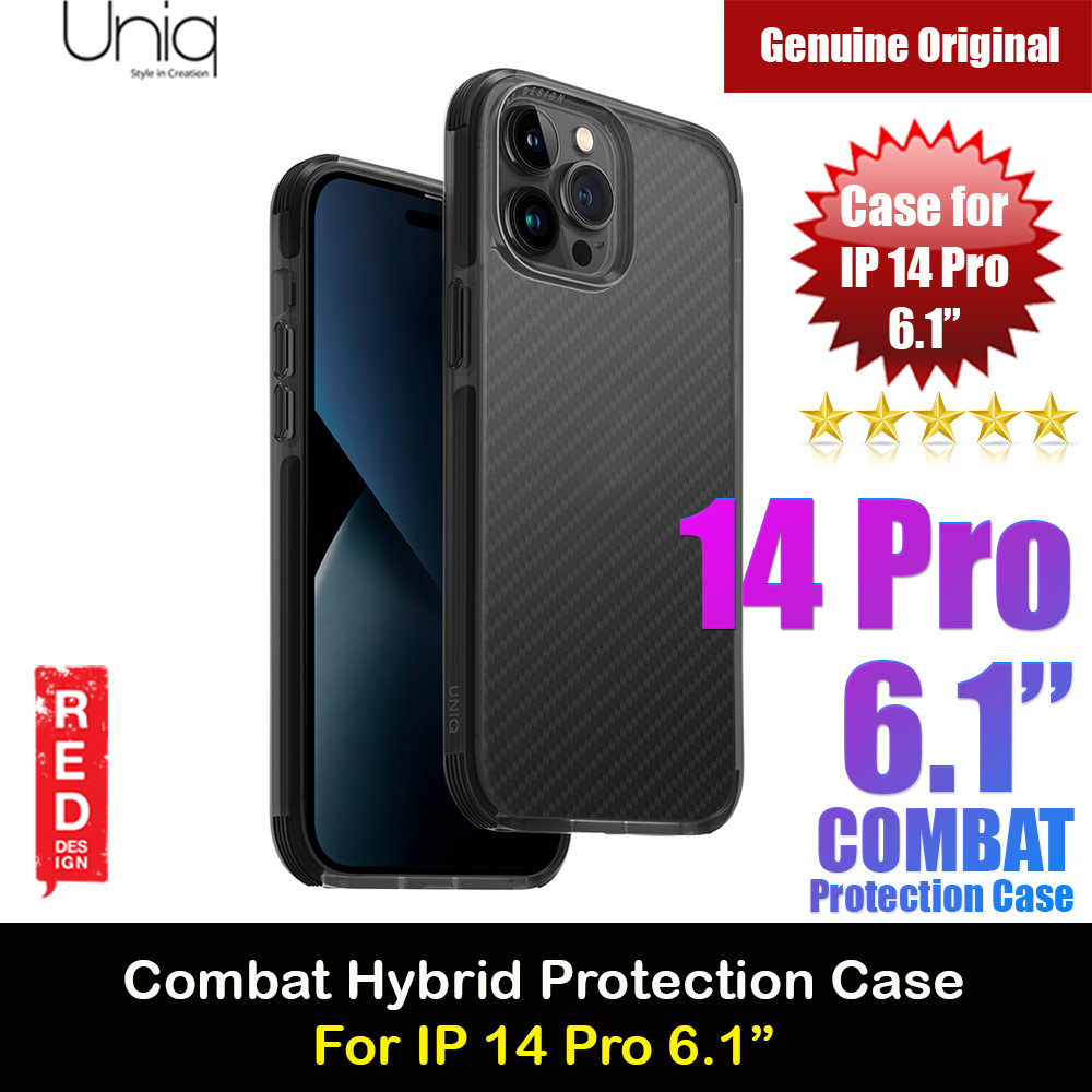 Uniq Combat Hybrid Ultra Tough Drop Protection Case for iPhone 14 Pro 6.1 (Aramid Smoke)
