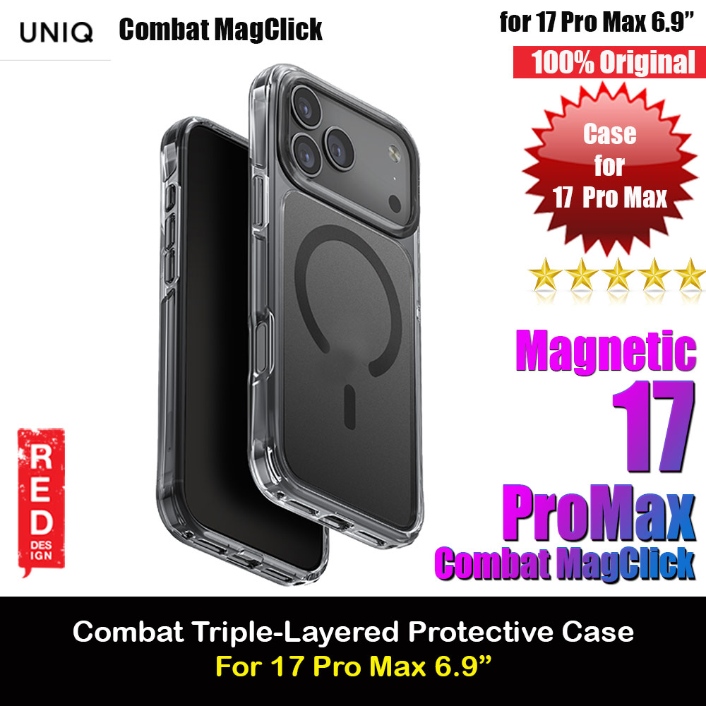 Uniq Combat Triple-Layered Magclick Protective Case for iPhone 17 Pro Max 6.9 ( Carbon Black)