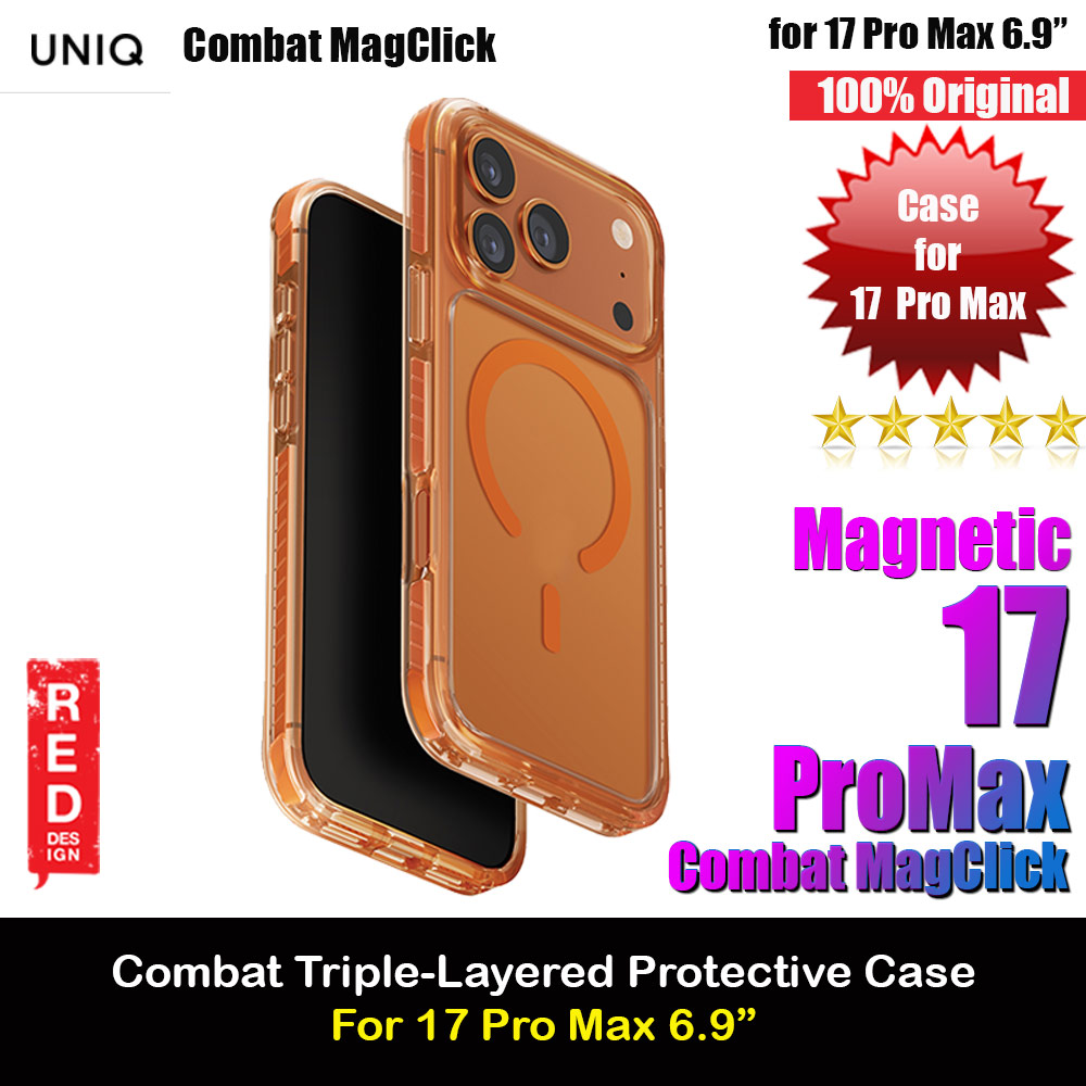 Uniq Combat Triple-Layered Magclick Protective Case for iPhone 17 Pro Max 6.9 ( Volt Orange)