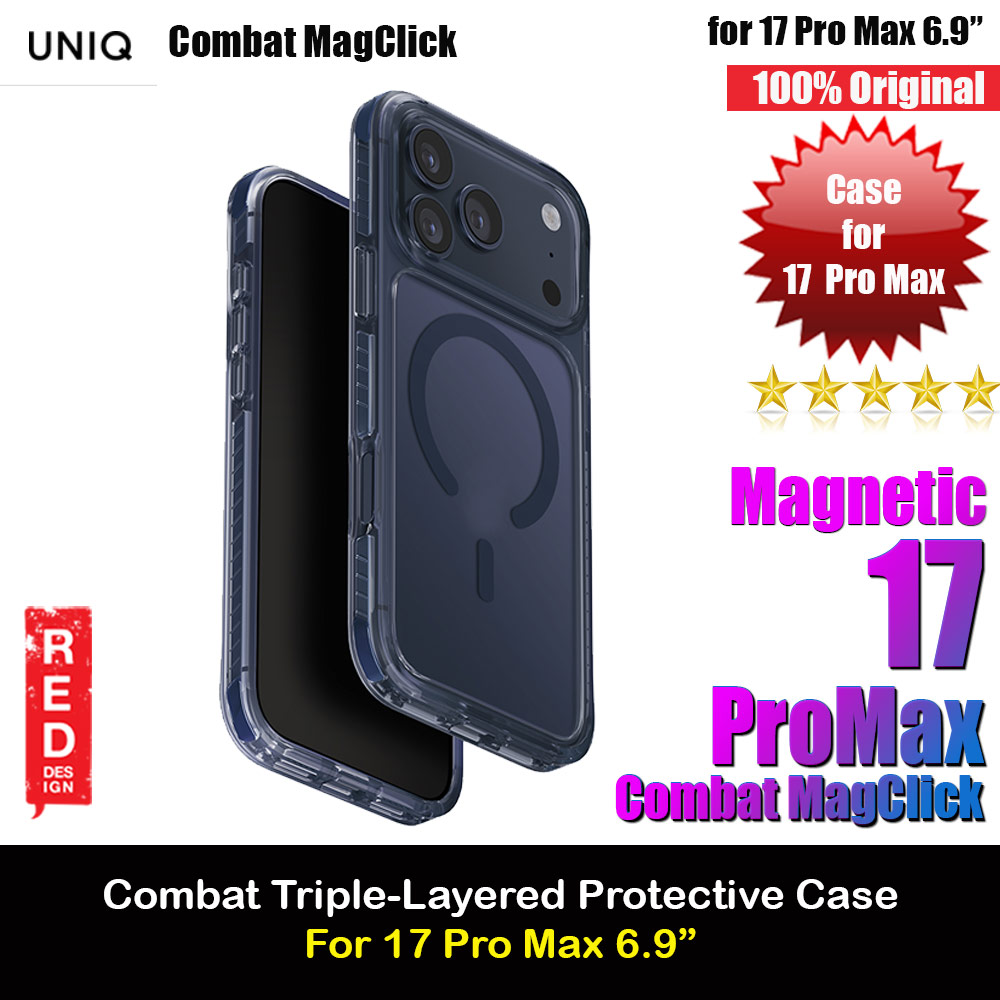 Uniq Combat Triple-Layered Magclick Protective Case for iPhone 17 Pro Max 6.9 ( Navy Blue)