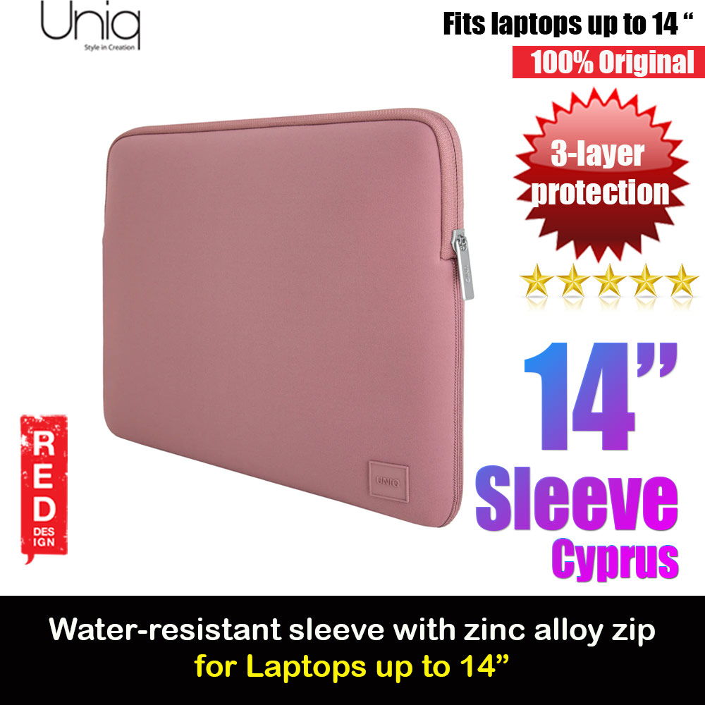 Uniq Cyprus Water Resistant Neoprene 3 Layer Protection Laptop Notebook Sleeve fit up to 14 inches (Pink)