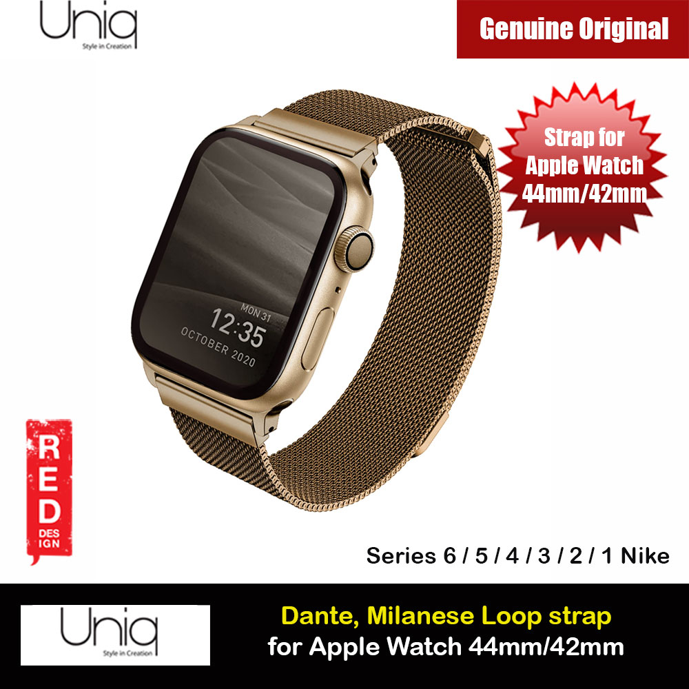 Uniq Dante Milanese Mesh Loop Strap Stainless Steel with Magnetic Clasp  Strap for Apple Watch 42mm 44mm Series 1 2 3 4 5 6 SE Nike (Gold)