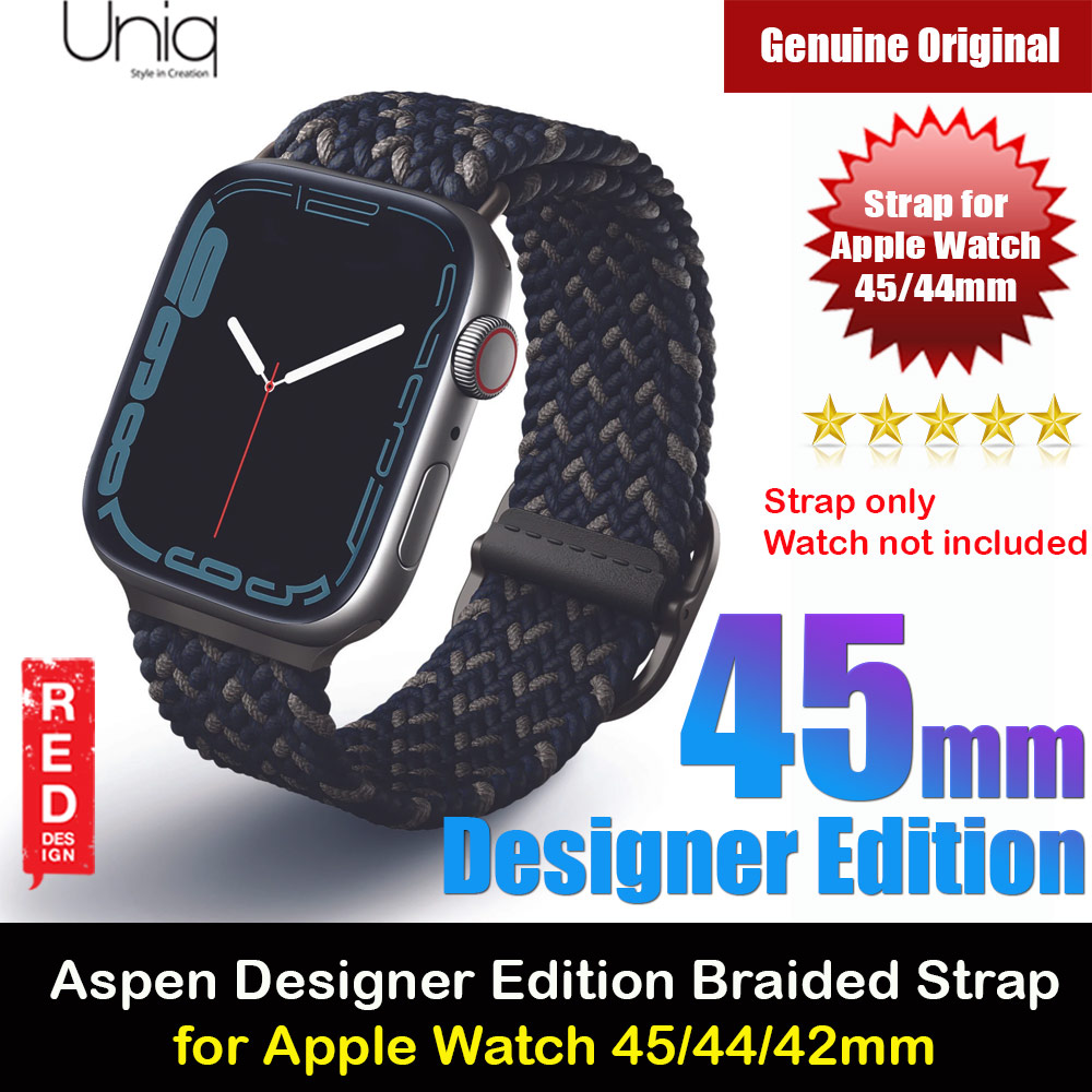 Uniq Aspen Designer Edition Woven Soft Breathable Comfort Strap for Apple Watch 42mm 44mm 45 Series 1 2 3 4 5 6 7 SE Nike (Blue)