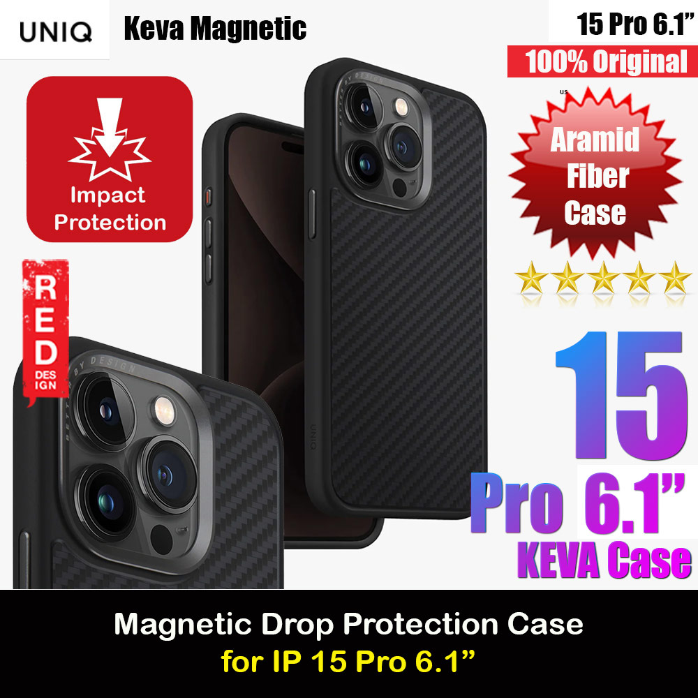 Uniq Keva Magclick Magnetic Magnetic Tough Drop Protection Case for iPhone 15 Pro 6.1 (Black)