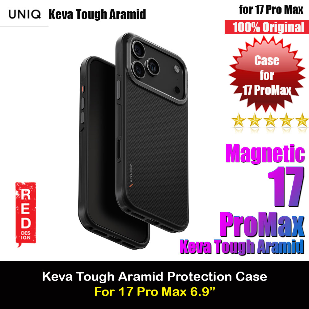 Uniq Keva Hybrid Magclick Slim Tough Aramid Drop Protection Case for iPhone 17 Pro Max 6.9 (Carbon Black)