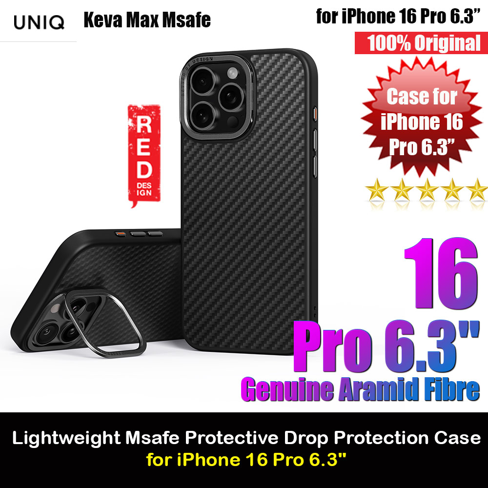 Uniq Keva Max Magnetic Magnetic Tough Drop Protection Case for iPhone 16 Pro 6.1 (Black)