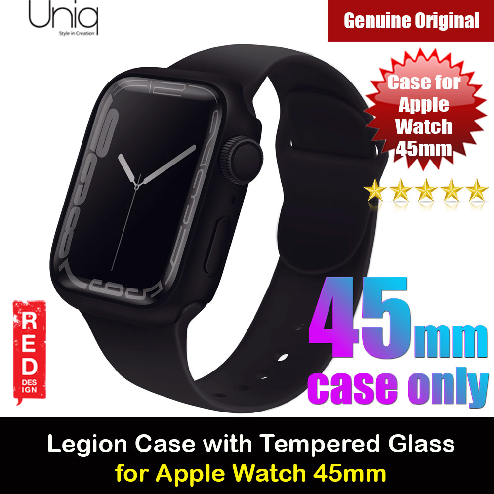 Uniq Legion Hybrid Series Case with High Sensitivity Touch 9H Tempered Glass for Apple Watch 45mm (Black)
