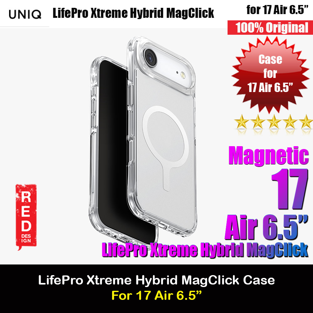 Uniq LifePro Xtreme Hybrid Magclick Slim Thin Anti Finger Print Transparent Drop Protection Case for iPhone Air 6.3 (Frosted Clear)