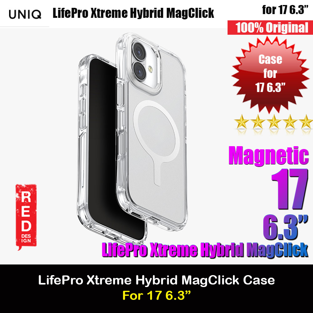 Uniq LifePro Xtreme Hybrid Magclick Slim Thin Anti Finger Print Transparent Drop Protection Case for iPhone 17 6.3 (Frosted Clear)