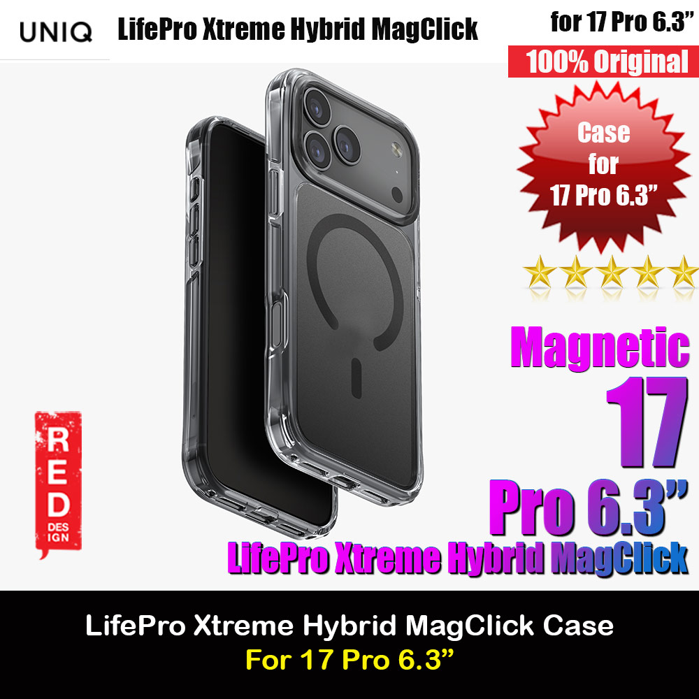Uniq LifePro Xtreme Hybrid Magclick Slim Thin Anti Finger Print Transparent Drop Protection Case for iPhone 17 Pro 6.3 (Frosted Smoke)