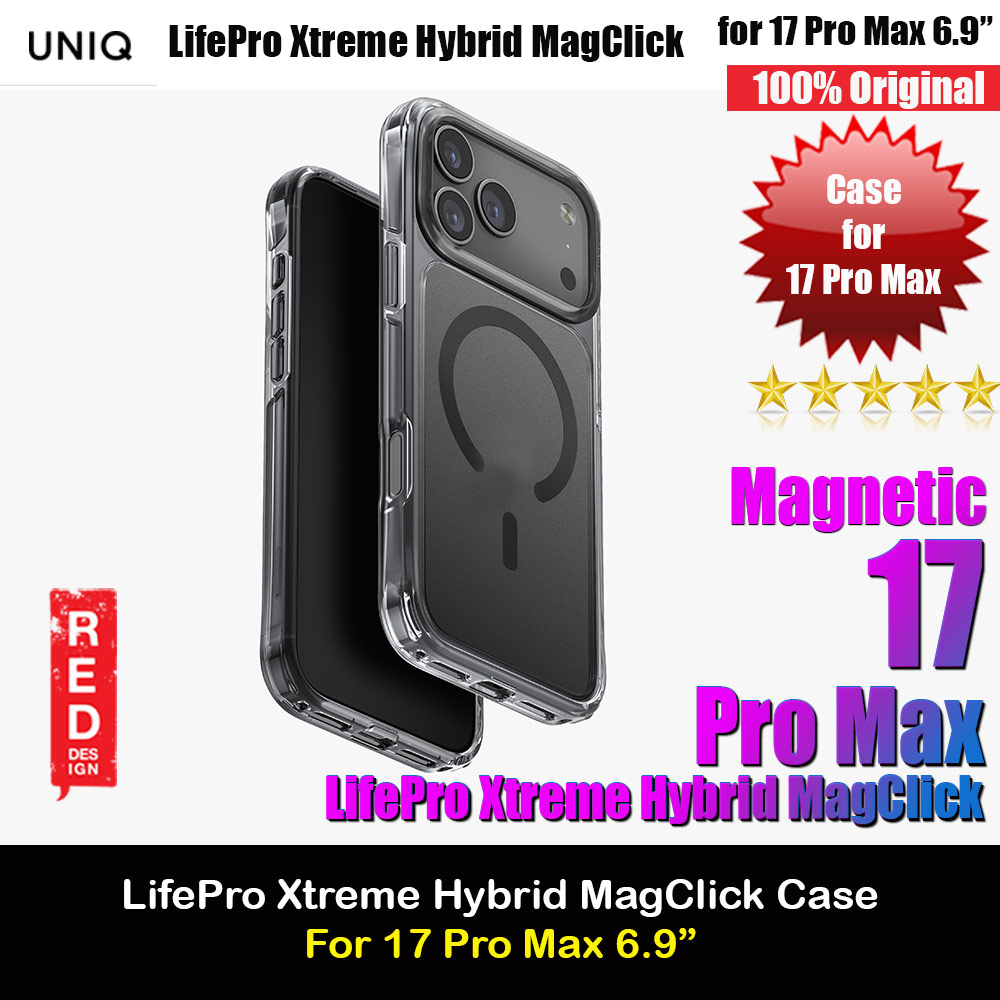 Uniq LifePro Xtreme Hybrid Magclick Slim Thin Anti Finger Print Transparent Drop Protection Case for iPhone 17 Pro Max 6.9 (Frosted Smoke)