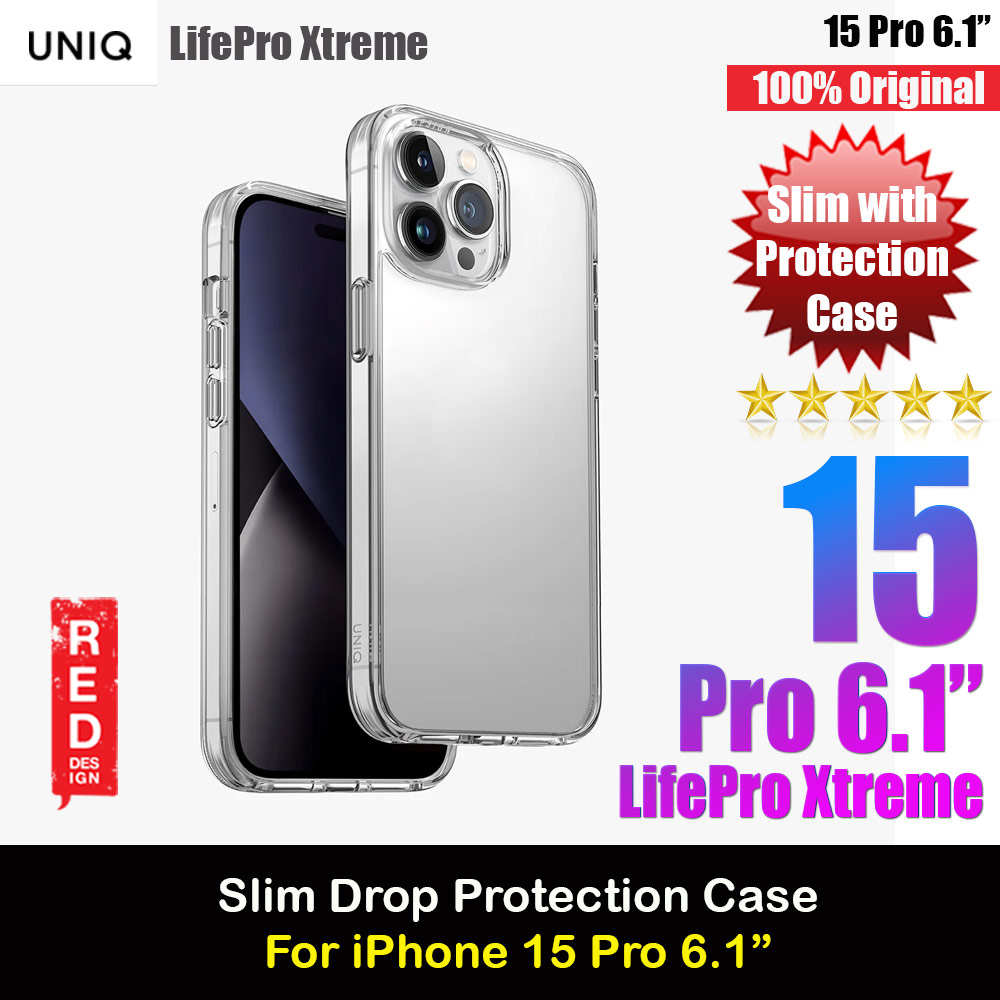 Uniq LifePro Xtreme Slim Thin Clear Transparent Drop Protection Case for iPhone 15 Pro 6.1 (Clear)