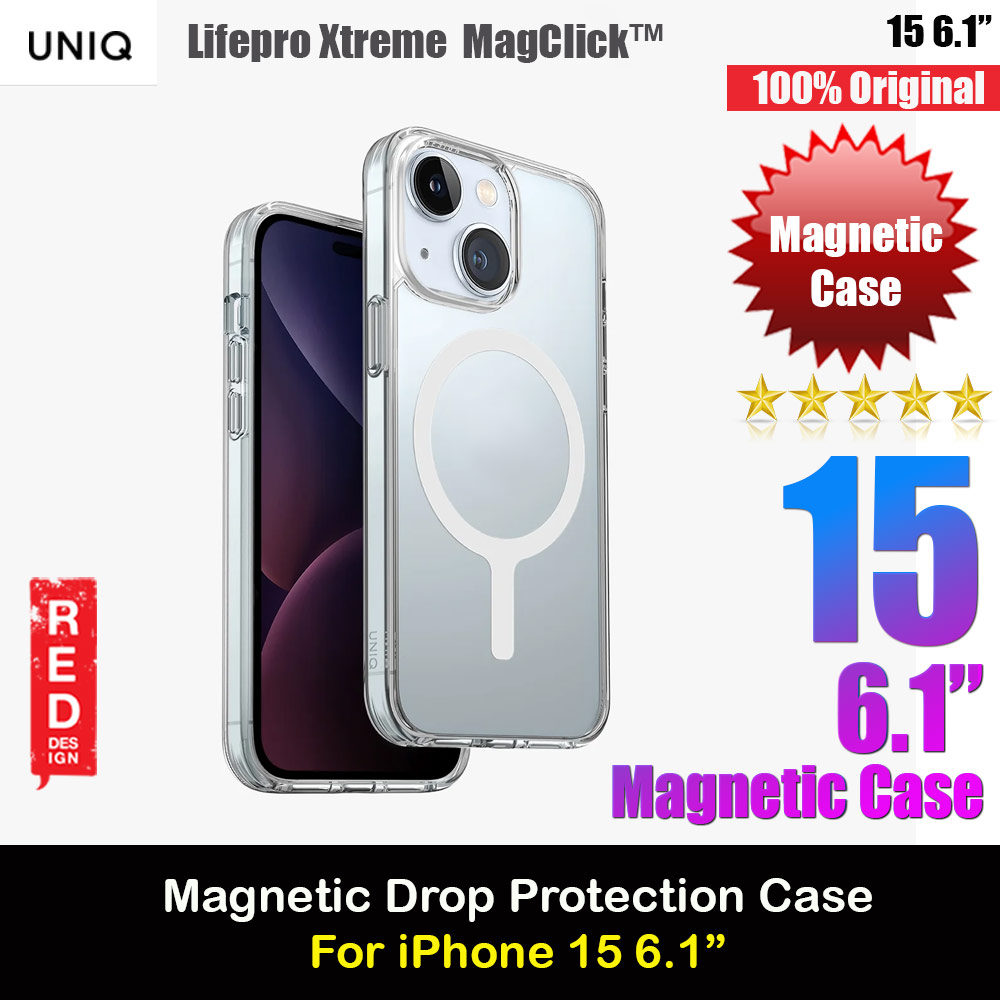 Uniq LifePro Xtreme Magclick Slim Thin Clear Transparent Magsafe Magnetic Drop Protection Case for iPhone 15 6.1  (Clear)