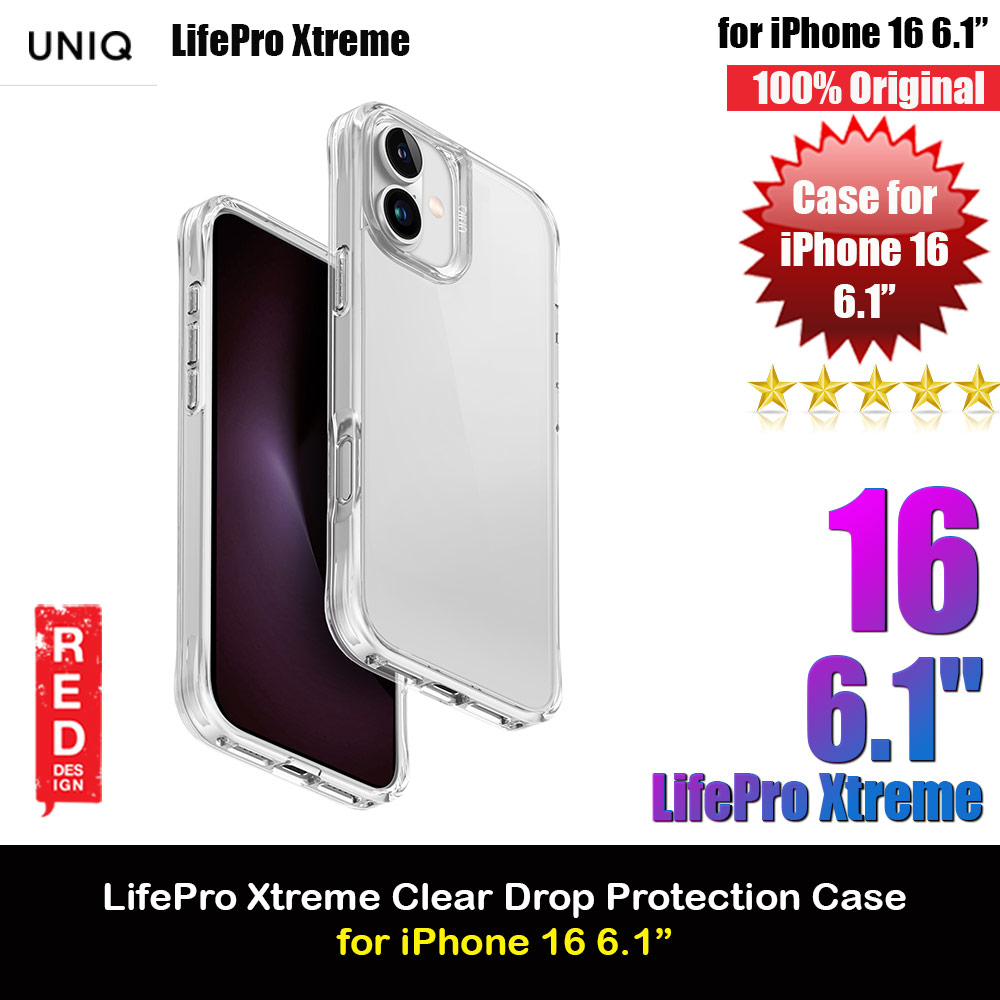 Uniq LifePro Xtreme Slim Thin Clear Transparent Drop Protection Case for iPhone 16 6.1 (Clear)