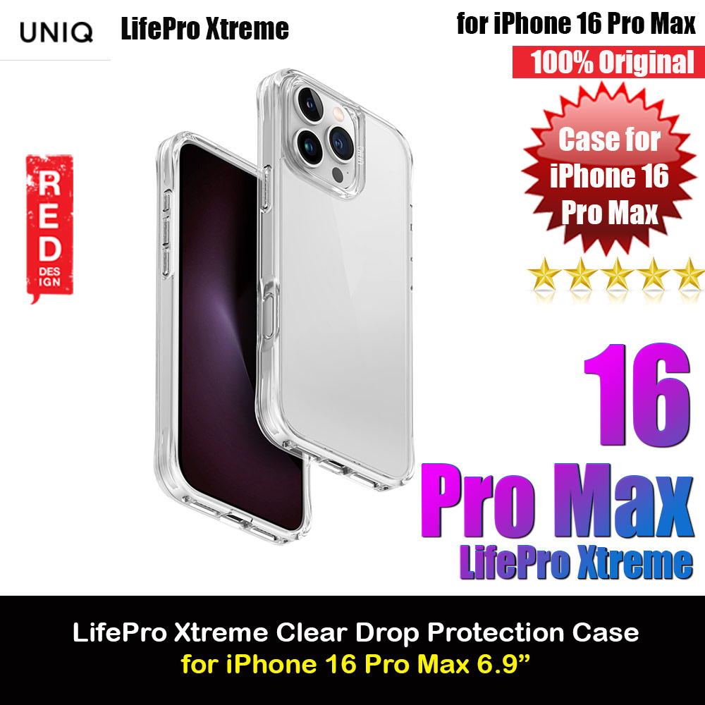 Uniq LifePro Xtreme Slim Thin Clear Transparent Drop Protection Case for iPhone 16 Pro Max 6.9 (Clear)