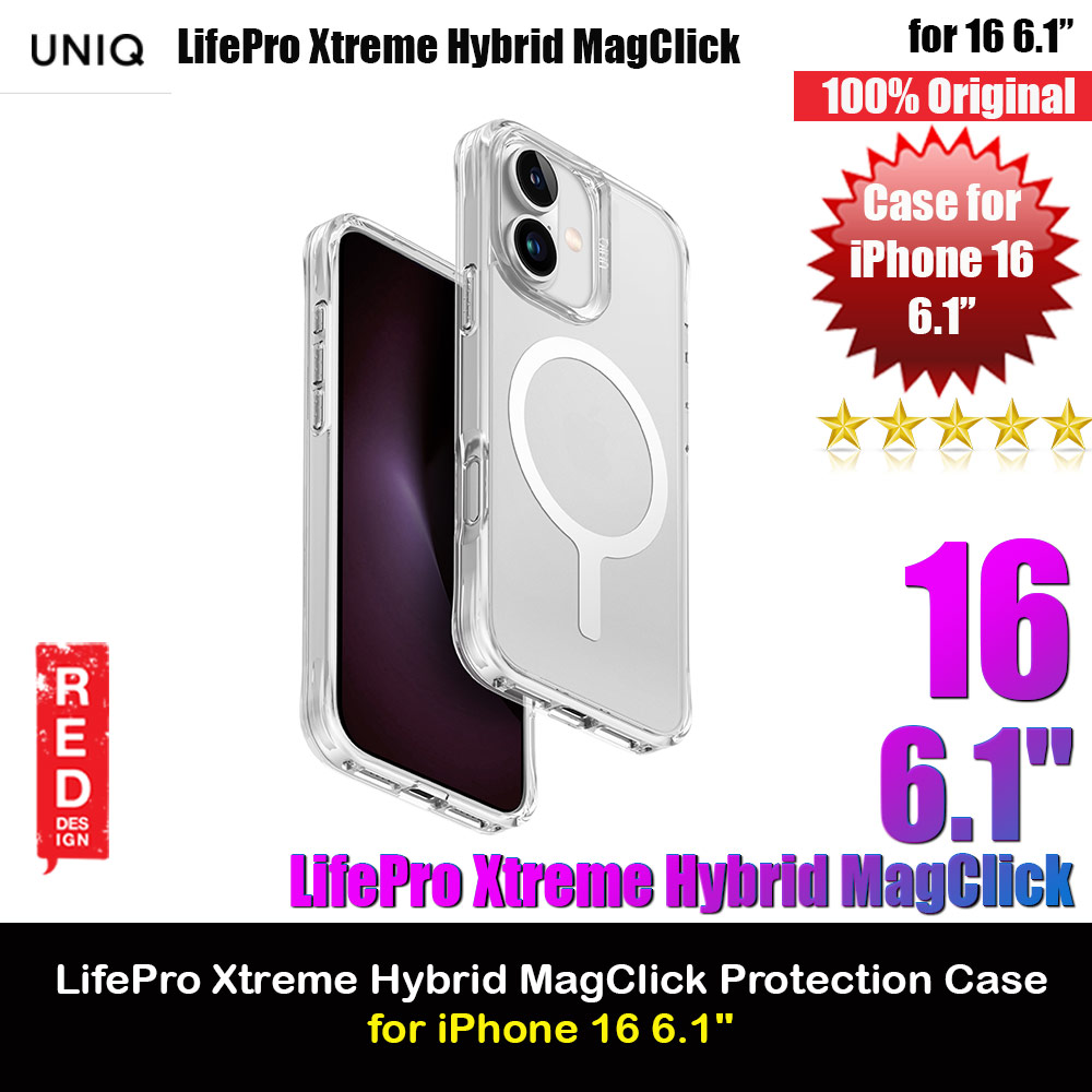 Uniq LifePro Xtreme Magclick Slim Thin Clear Transparent Magsafe Magnetic Drop Protection Case for iPhone 16 6.1 (Clear Frost)