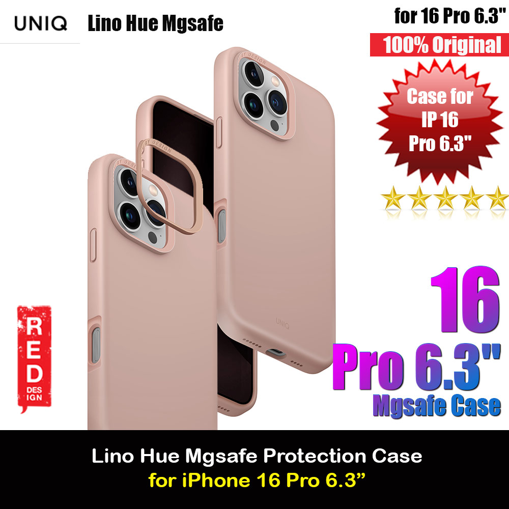 Uniq Lino Hue Soft Feel Magnetic Mgsafe Drop Protection Case for iPhone 16 Pro 6.3 (Pink)