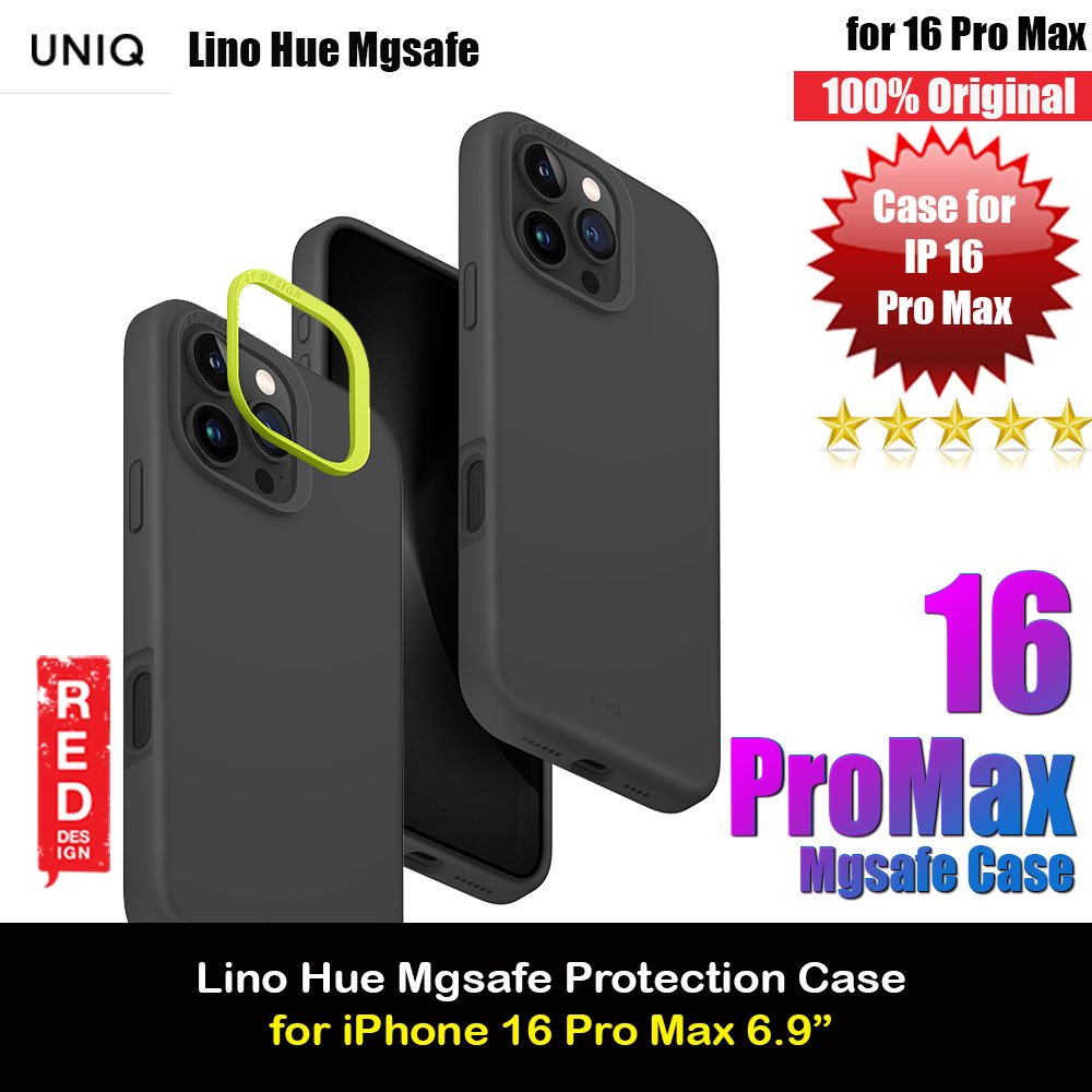 Uniq Lino Hue Soft Feel Magnetic Mgsafe Drop Protection Case for iPhone 16 Pro Max 6.9 (Gray)