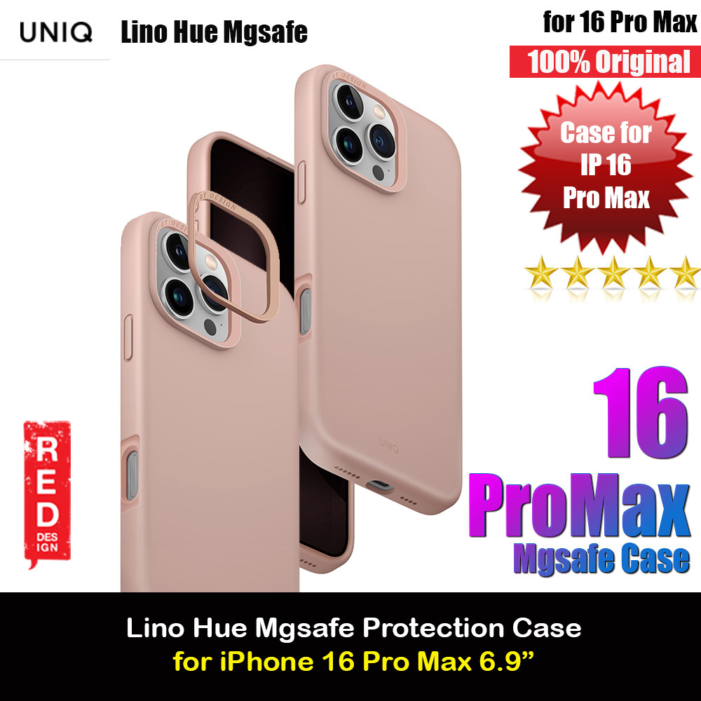 Uniq Lino Hue Soft Feel Magnetic Mgsafe Drop Protection Case for iPhone 16 Pro Max 6.9 (Pink)