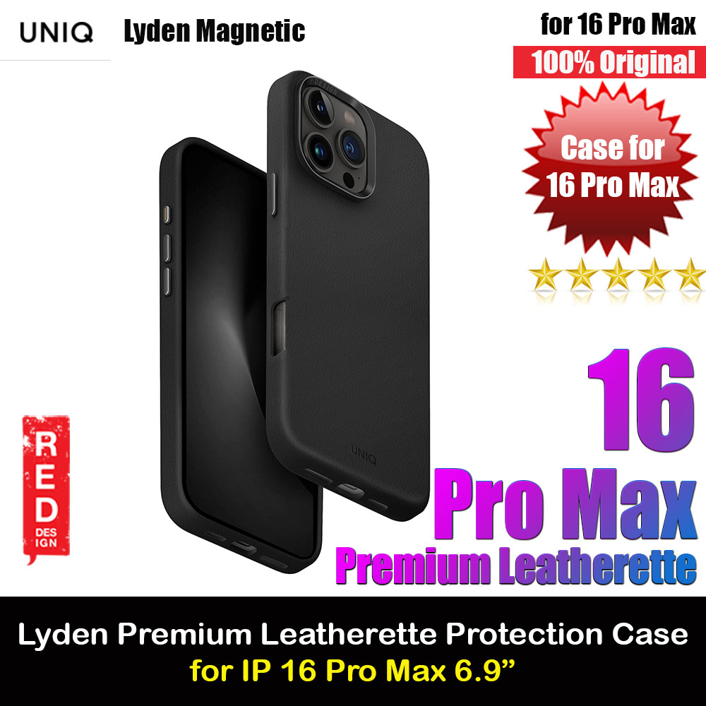 Uniq Lyden Premium Leatherette Magnetic Protection Case for iPhone 16 Pro Max 6.9 (Black)