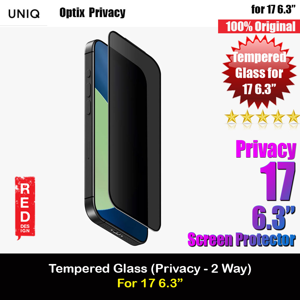 Uniq Optix Covex Privacy Anti View Anti Peep Tempered Glass Screen Protector with Installation Helper Kit for iPhone 17 6.3 (Privacy)