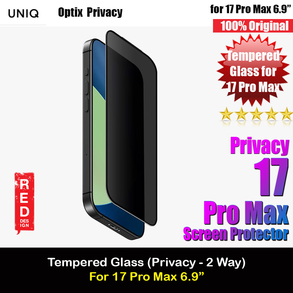 Uniq Optix Covex Privacy Anti View Anti Peep Tempered Glass Screen Protector with Installation Helper Kit for iPhone 17 Pro Max 6.9 (Privacy)