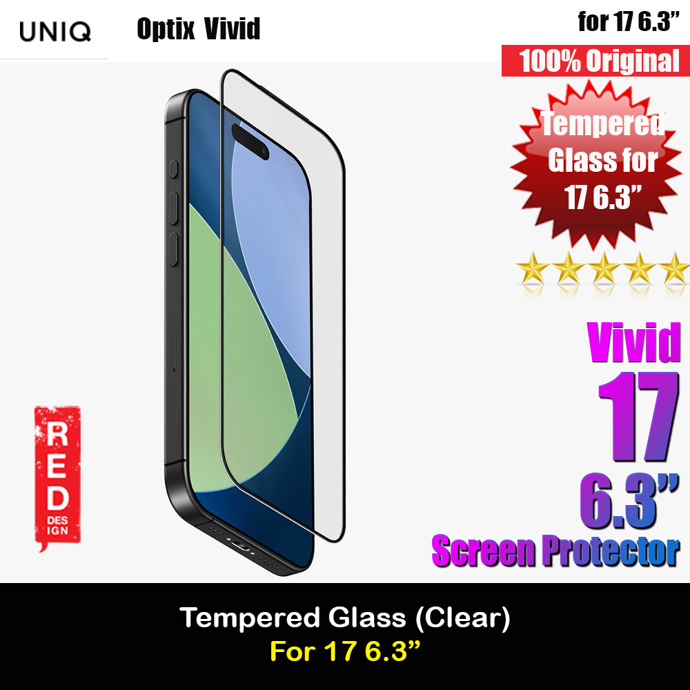 Uniq Optix Covex Vivid Tempered Glass Screen Protector with Installation Helper Kit for iPhone 17 6.3 (Clear)