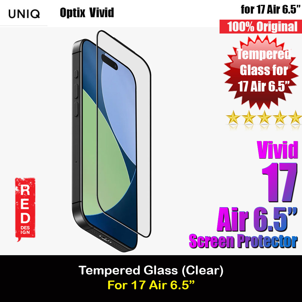Uniq Optix Covex Vivid Tempered Glass Screen Protector with Installation Helper Kit for iPhone Air 6.5 (Clear)