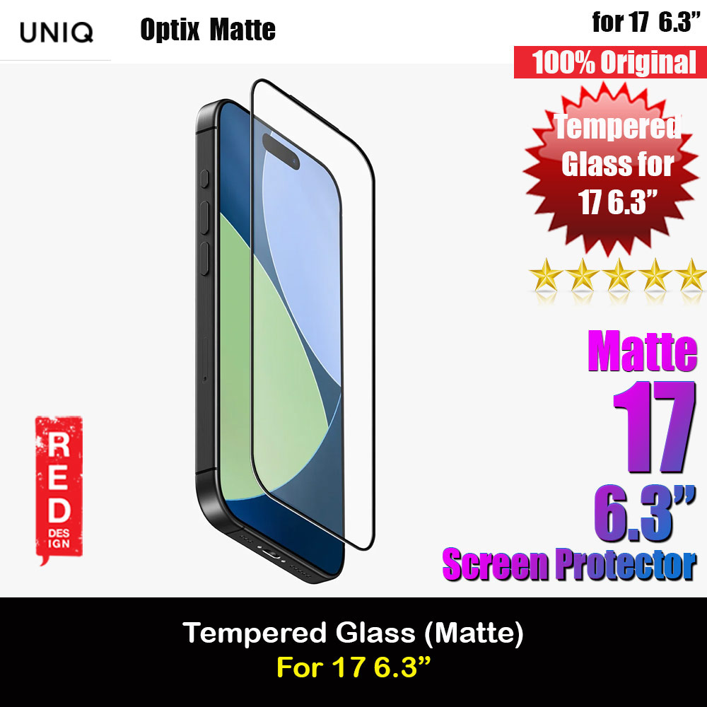 Uniq Optix Covex Matte Anti Glare Tempered Glass Screen Protector with Installation Helper Kit for iPhone 17 6.3 (Matte)