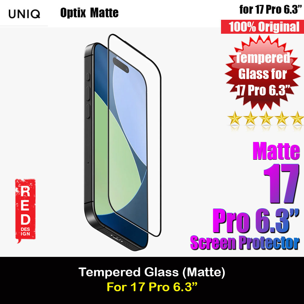 Uniq Optix Covex Vivid Tempered Glass Screen Protector with Installation Helper Kit for iPhone 17 Pro 6.3 (Clear)