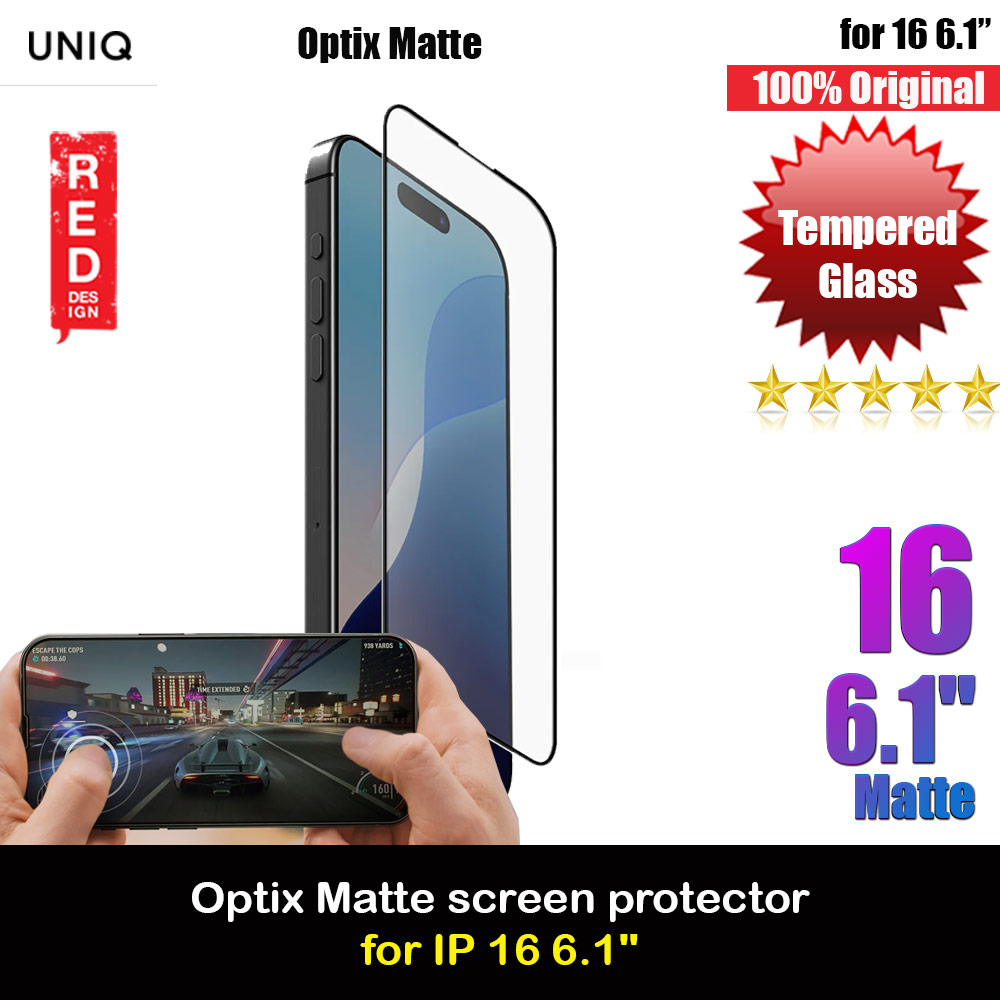 Uniq Optix Matte Anti Glare Tempered Glass Screen Protector with Installation Helper Kit for iPhone 16 6.1 (Matte)