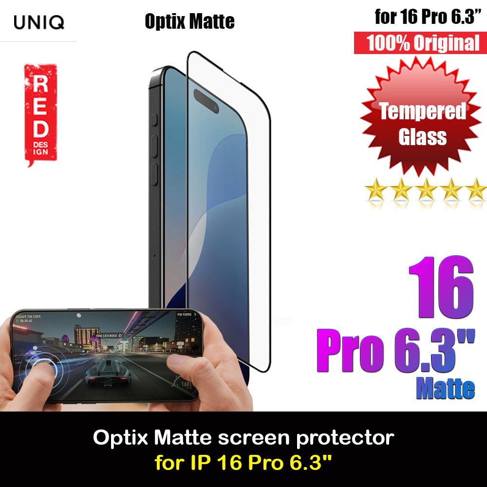 Uniq Optix Matte Anti Glare Tempered Glass Screen Protector with Installation Helper Kit for iPhone 16 Pro 6.3 (Matte)