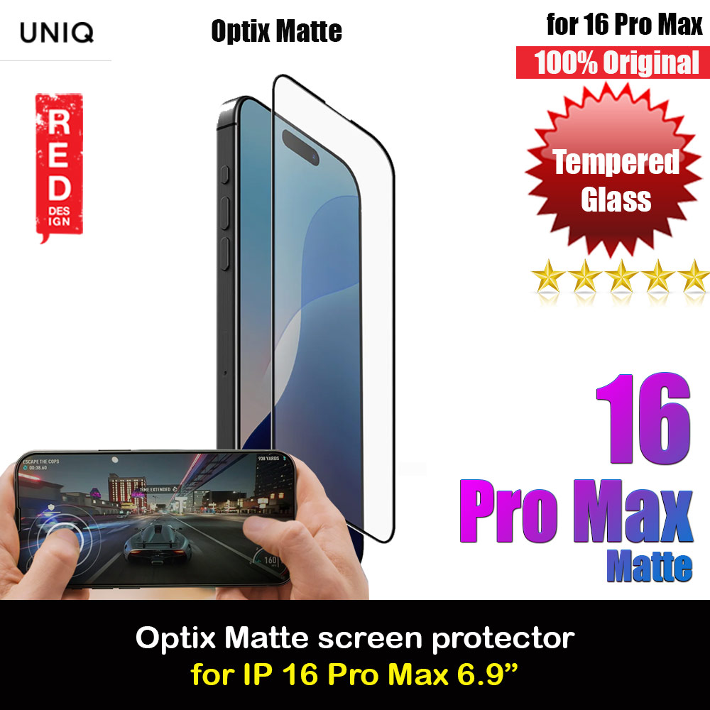 Uniq Optix Matte Anti Glare Tempered Glass Screen Protector with Installation Helper Kit for iPhone 16 Pro Max 6.9 (Matte)