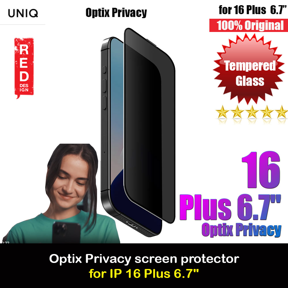 Uniq Optix Privacy Anti View Anti Peep Tempered Glass Screen Protector with Installation Helper Kit for iPhone 16 Plus 6.7 (Privacy)