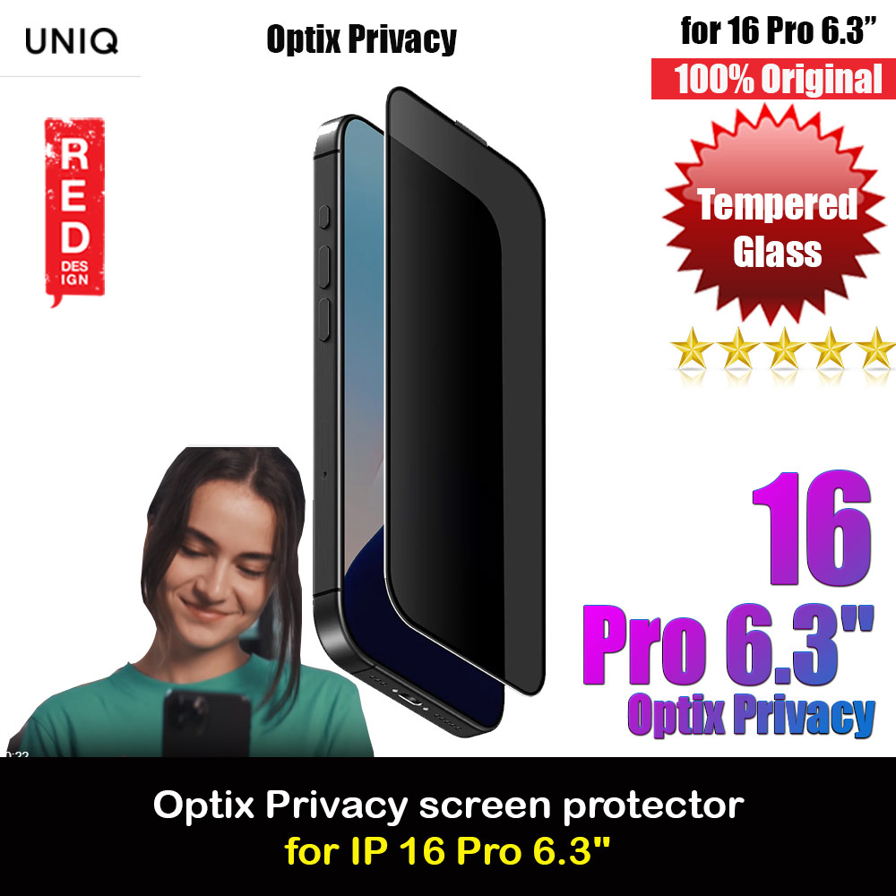 Uniq Optix Privacy Anti View Anti Peep Tempered Glass Screen Protector with Installation Helper Kit for iPhone 16 Pro 6.3 (Privacy)