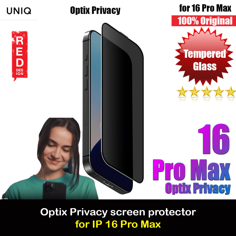 Uniq Optix Privacy Anti View Anti Peep Tempered Glass Screen Protector with Installation Helper Kit for iPhone 16 Pro Max 6.9 (Privacy)